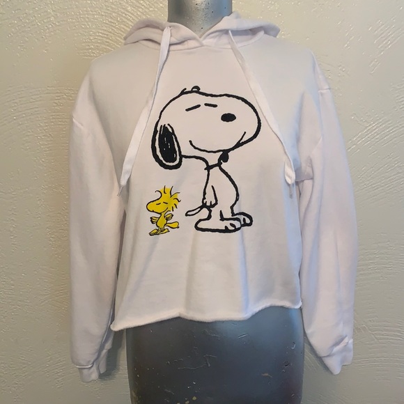 Peanuts Tops - Crop Sweatshirt Peanuts Snoopy White Size Medium